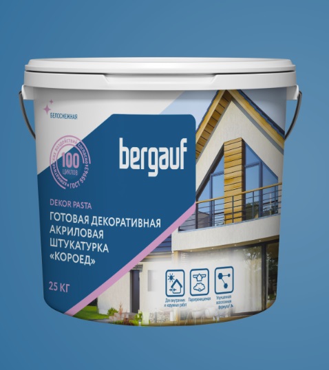 Штукатурка готовая декоративная короед Bergauf Dekor Pasta NCS S 0505-Y50R 25 кг.
